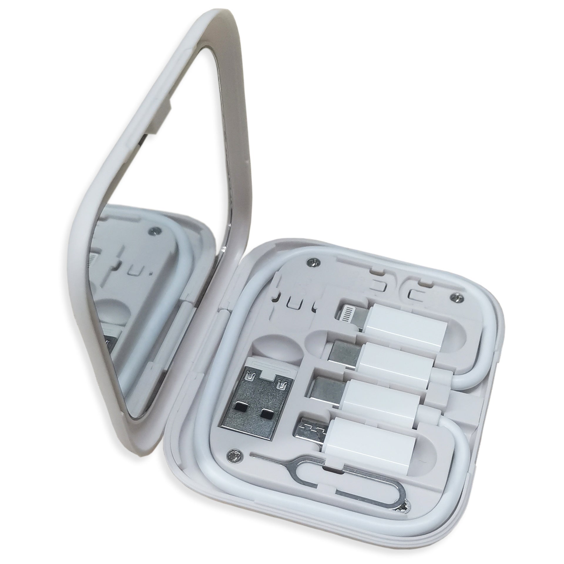 Multifunction Data Cable Digital Storage Box Charging Mirror Hidden Mobile Phone Holder