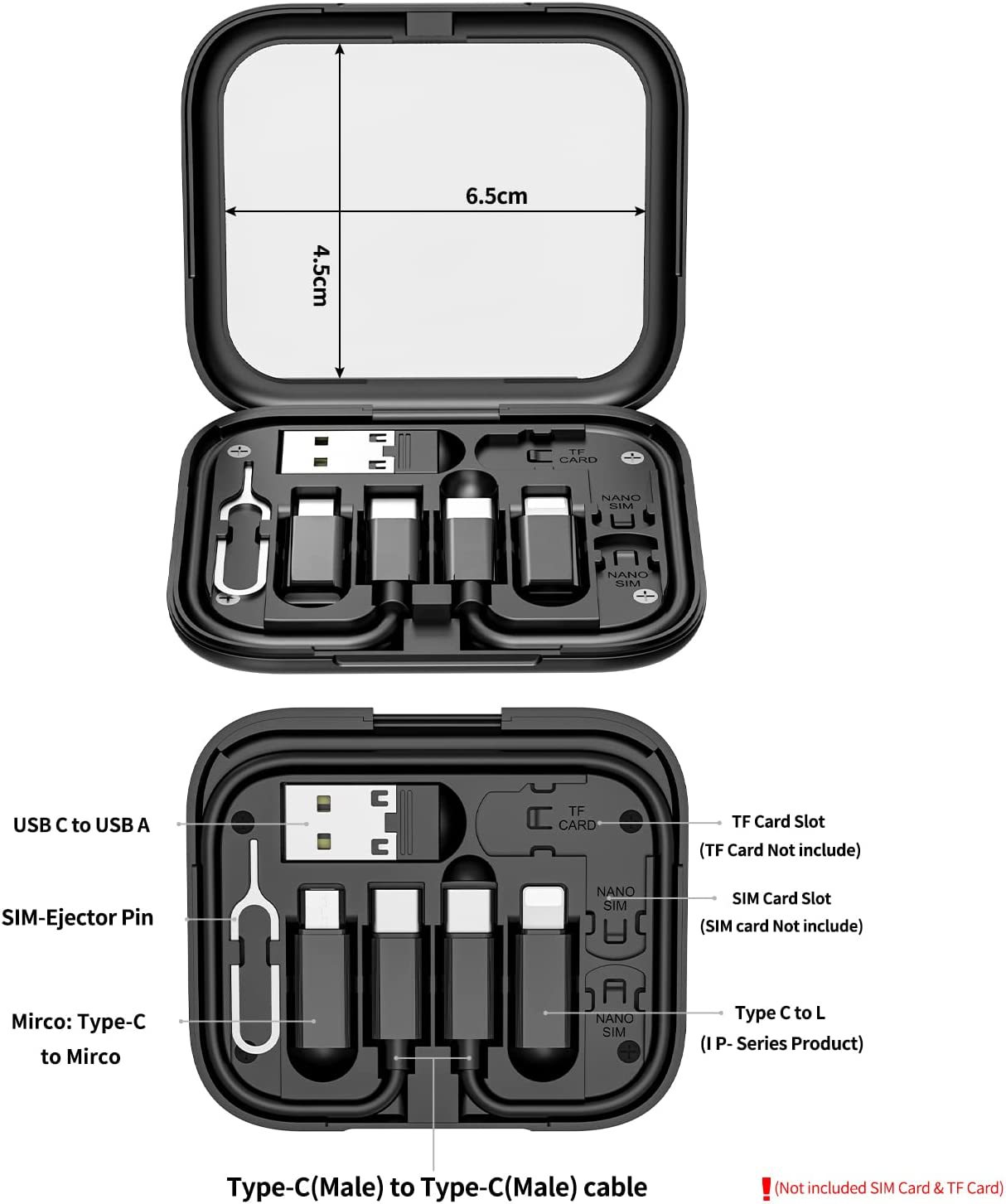 Multifunction Data Cable Digital Storage Box Charging Mirror Hidden Mobile Phone Holder